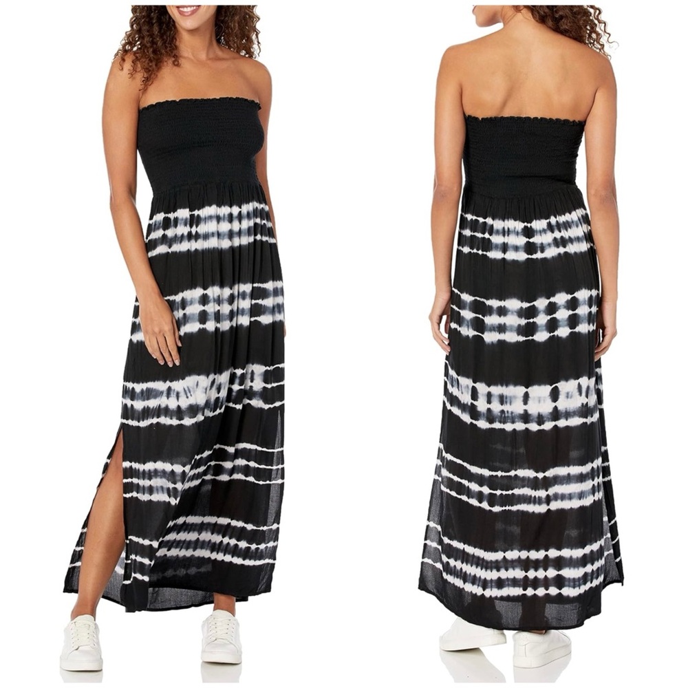 Karen Kane Smocked Tie Dye Maxi Dress Strapless